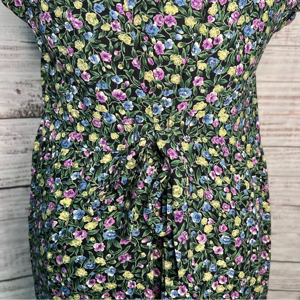 Vintage 90s Fashion Bug 14/16 1X Rayon Floral Dress Sleeveless Button Down Y2K - Picture 4 of 9